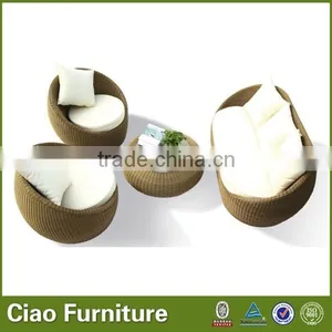 Outdoor Ding Dong Feng Furniture All-weather Patio Rattan Round Sofa Set for Sale thumbnail-1
