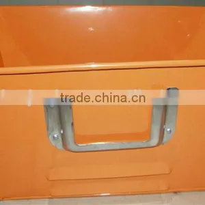 Orange Vintage 1940s METAL DESK PAPER File Tray Office Organizer INDUSTRIAL ENGINEERING thumbnail-1