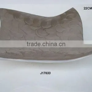 Cast Metal Enamel Bowl With in Brown Finger Painting thumbnail-1
