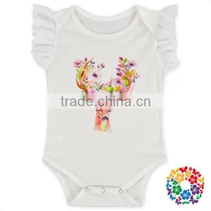 New Design Cotton Boutique Clothing Little Girls Lace Flutter Sleeve Rompers Summer Baby Girls Beach Romper thumbnail-1