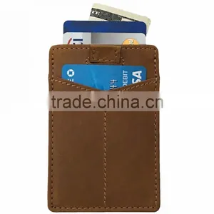 Card Sleeve Slim Wallet Full Grain Leather Front Pocket RFID Blocking Minimalist Card Holder thumbnail-3