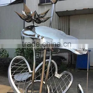 Large Outdoor Stainless Steel Flower Decoration in Yellow Color for Sale thumbnail-4