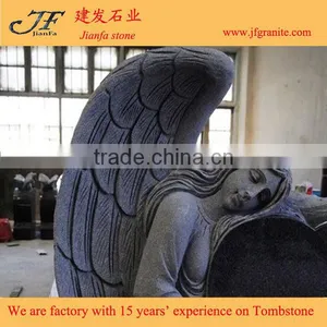 Best Selling Padang Black Weeping Angel Engraving Granite Tombstone thumbnail-4