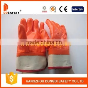 DDSAFETY Pvc Coated Glove Orange PVC Fluorescence Gloves With Safety Cuff Gloves thumbnail-1