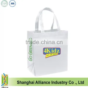 White Color Logo Printed Non-woven Poly Pro Gusseted Bag thumbnail-1