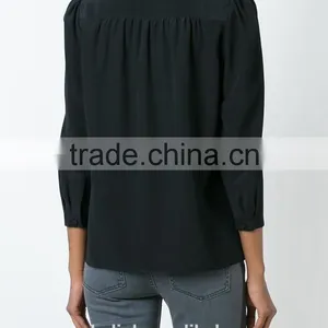2016 Latest Design Custom Deep V Neck Blouse for Women thumbnail-2