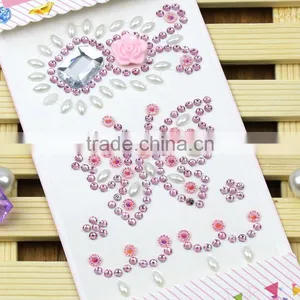 Hot Sale Self Adhesive Multi-Color Shaped Acrylic Sticker Bling Resin Butterfly/Flower Rhinestone Stickers For Decorations thumbnail-4