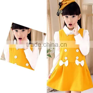2016 New Girls in Autumn Child Bow Double Breasted Princess Dress Skirts Children A Word Skirt thumbnail-4