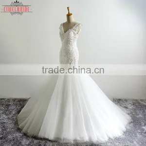 Customed White Mermaid Wedding Dress Mermaid thumbnail-2