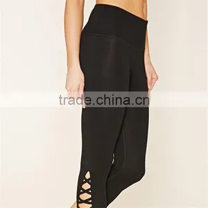 China Hot Sale Crisscross Capri Leggings Saxi Girl Cotton Yoga Pants thumbnail-4