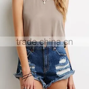 Summer Trendy Boxy Cropped Fit Casual Crop Tops for Ladies Custom Tank Top thumbnail-1