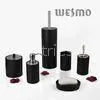 Personalized 6 Piece Black Color Wood Complete Bathroom Set and Accessories thumbnail-1