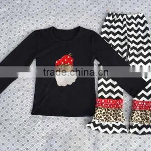 China Suppliers Winter Boutique Outfit Girls Clothing Christmas Set Santa Claus Printed Outfits thumbnail-1