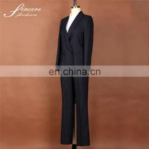Ladies Office 100% Wool Stripe Fabric 2016 New Designs Fashion Suits Fancy Ladies Suits thumbnail-2