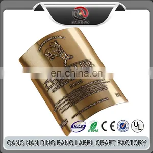 Top Quality OEM Items Private Brand Type And 3M Adhesive Type Custom 3D High Brushed Bottle Brass Wine Label thumbnail-1