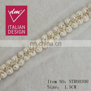 White Lace Peal Beaded Mesh Decorative Lace Trimming thumbnail-1