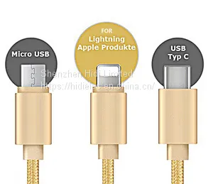 3 in 1 Multi Nylon Braided Fast Charging Cable Type C 8 Pin Micro USB Cable For IPhone and Android thumbnail-2