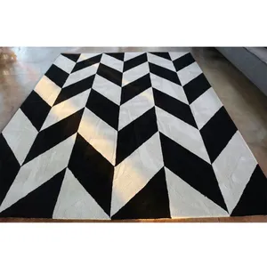 Black And White Color Chevron Pattern Carpet Stereoscopic Area Rugs For Living Room thumbnail-1