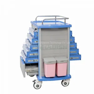 AG-MT011A1 Double Sided ABS Medicine Medical Trolley With Drawers thumbnail-1