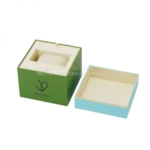 Green Rigid Paper Watch Box Two Pieces Cardboard Wacth Gift Box With Removable Insert thumbnail-1