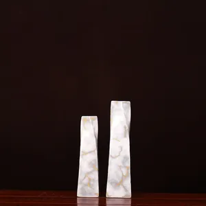 Grey Gold Marbling Chinese Modern Simple Large Ceramic Flower Vase For Living Room Decor thumbnail-4