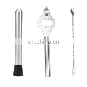Luxury Bartender Kit Stainless Steel 10-Piece Bar Tool Set,550 ml Cocktail Shaker Set With Stylish Bamboo Stand thumbnail-3