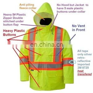 300D Ripstop PU Coating Waterproof High Visibility Rainwear Jacket thumbnail-1
