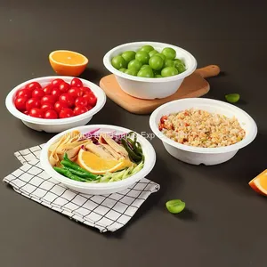 24oz 100% Biodegradable Compostable Disposable Bagasse Sugarcane Round Bowl (400/CS) thumbnail-4