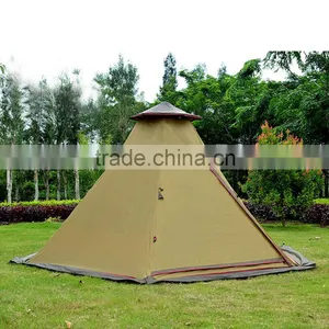 Camper Trailers Indian Double Pole Camping Layer 3 4 Person Rainproof Double Bell Tent thumbnail-2