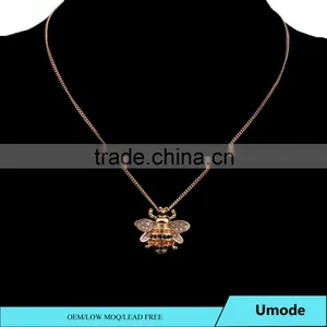 Unique Elements Crystal Necklaces Gold Bee 18K Rose Gold Pendant Necklace thumbnail-2