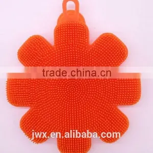 Orange Soft Silica Body Washing Brush With Flower Shape thumbnail-1