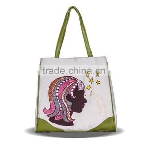 Constellation Series Embroidery And Printed Cotton On Sale Virgo Lady Tote Bag thumbnail-1