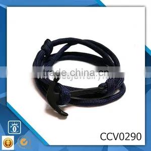 Diamond Costume Bracelets Fashion Bracelets With Heart Anchor Steel Leather Bracelet Leather Bracelet Metal Anchor thumbnail-1