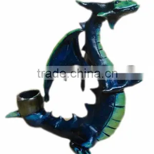 Figurine Shaped Hand Crafted Smoking Pipes - Standing Blue Dragon thumbnail-1