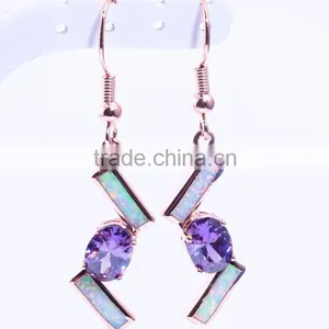 Fancy Design 925 Sterling Silver Square Fire Opal Pink Diamond Dangle Earrings thumbnail-2