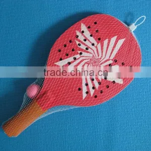 Red Wooden Beach Tennis Rackets With Holes, Wooden Beach Rackets thumbnail-1
