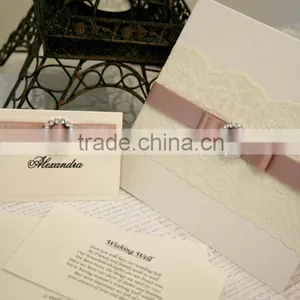 2016 Newmengxing Handmade Fancy Ivory Lace Wedding Invitation Quality Choice thumbnail-1