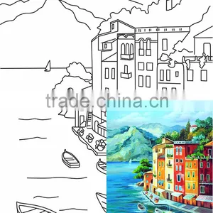 ROSA Talent Cotton Canvas Panel With Outline "Seascapes 1", 30x40cm thumbnail-1
