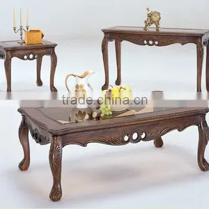 CF30004 Unique Carved Cutout Apron Queen Anne Coffee End Sofa Table Sets thumbnail-1