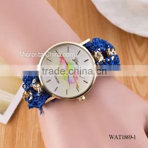 Women New Classic Geneva Ethnic Braided Analog Quartz Chain Lips Watch Strap thumbnail-1