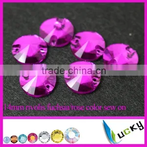 2015 New Color Fuchsia Color Sew on Crystal Rhinestones Flatback Strass With Holes thumbnail-1