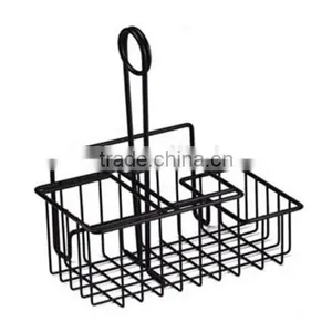 Black Wire 3 Compartment Table Caddy With Menu Holder thumbnail-1