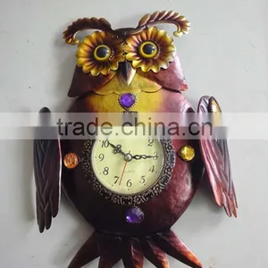 Wall Iron Owl Clock Decor thumbnail-1
