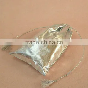 Gold/Silver Metallic Fabric Drawstring Favor Bags Pouch Directly From Factory thumbnail-2