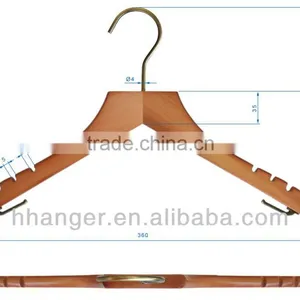 Our HEAD Luxury Brown Woman Size Wood Top Suit Hanger With Bottom Hooks for Clothes Strips 3 Notches for Boutique Display thumbnail-1