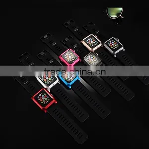 2016 Hot New Products for Apple Watch Silicone Band Wristband Strap With Aluminum Metal Case Cover thumbnail-5