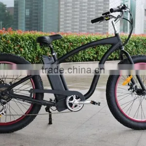 2014 Merry Gold High Speed Fat Tire Beach Cruiser Electric Bicycle 48V 1000W Black-Red thumbnail-1