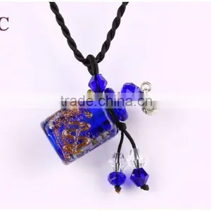 Square Shape Rope Necklace Lampwork Glass Aromatherapy Diffuser Necklace Essential Oil Pendant Wholesale thumbnail-1