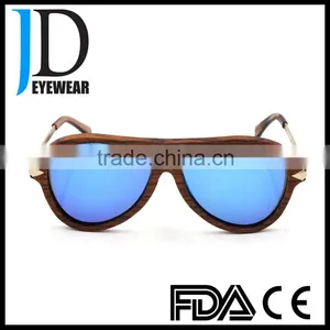 Big Face Navy Blue Sun Lenses Pilot Style Real Wooden Sunglasses Rosewood Sun Glasses thumbnail-1
