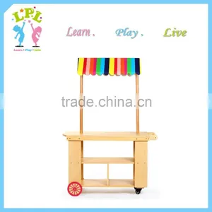 Wholesale High Quality Mobile Wooden Toys Vending Cart for Kids thumbnail-2